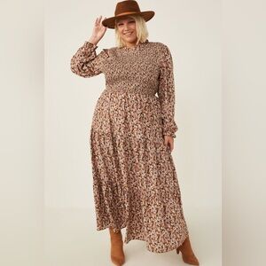 Hayden Los Angeles Cinched Cuff Floral Print Smocked Dress
